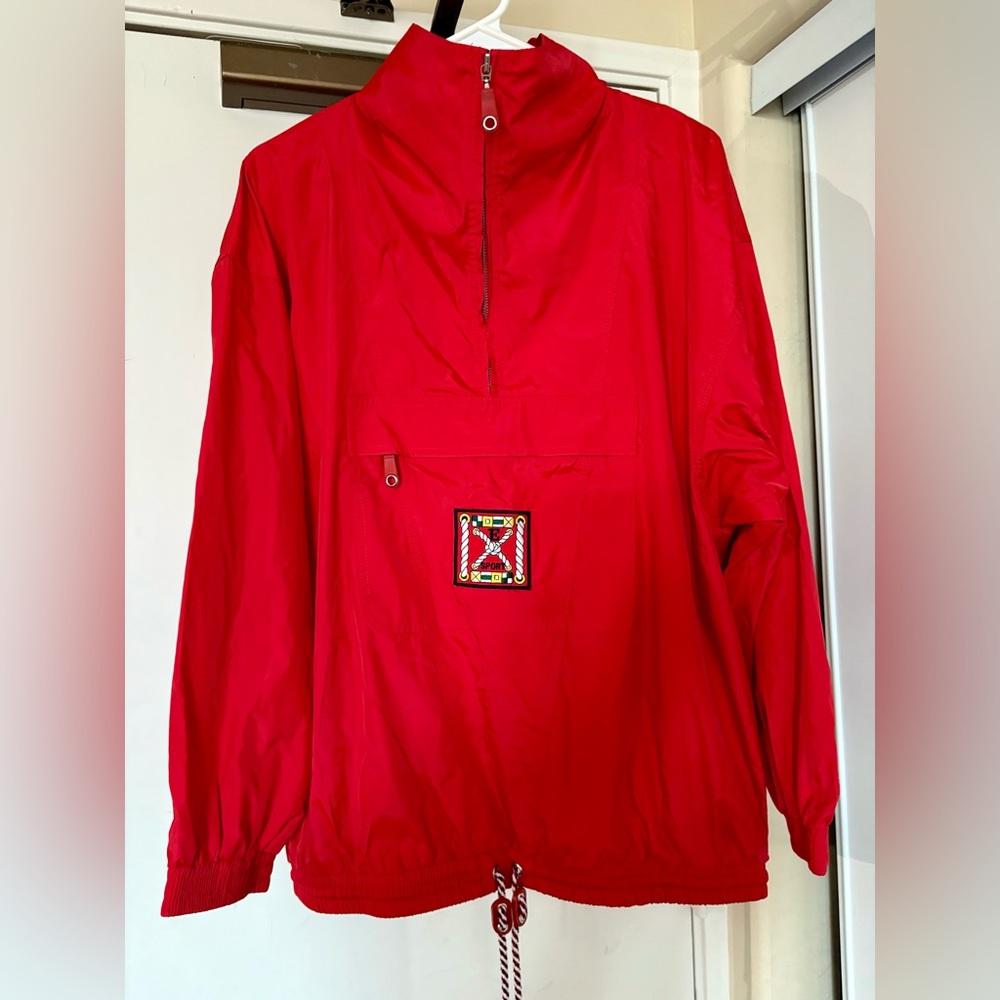Women’s Escada Sport Windbreaker With Logo 1/4 Zip Long Sleeve Size Medium/EUC